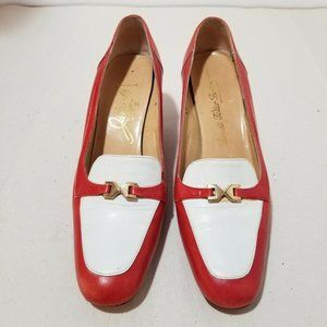 Vintage 60’s Julianelli red leather  pumps/heels/shoes, sz. 6.5 N Made in Italy